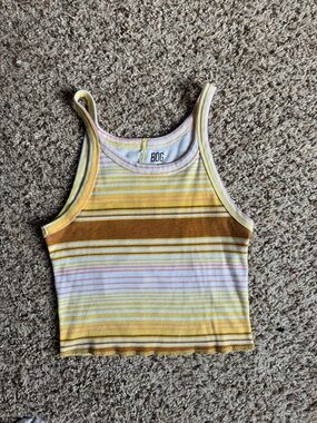 BDG Yellow & Brown Striped Ribbed Tank